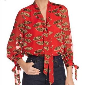 Alice and Olivia Sheila Lips Burnout Toe Neck Top